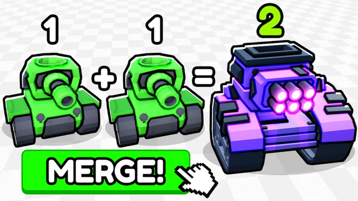 Official Merge a Tank artwork showing equal tanks combining into a stronger unit